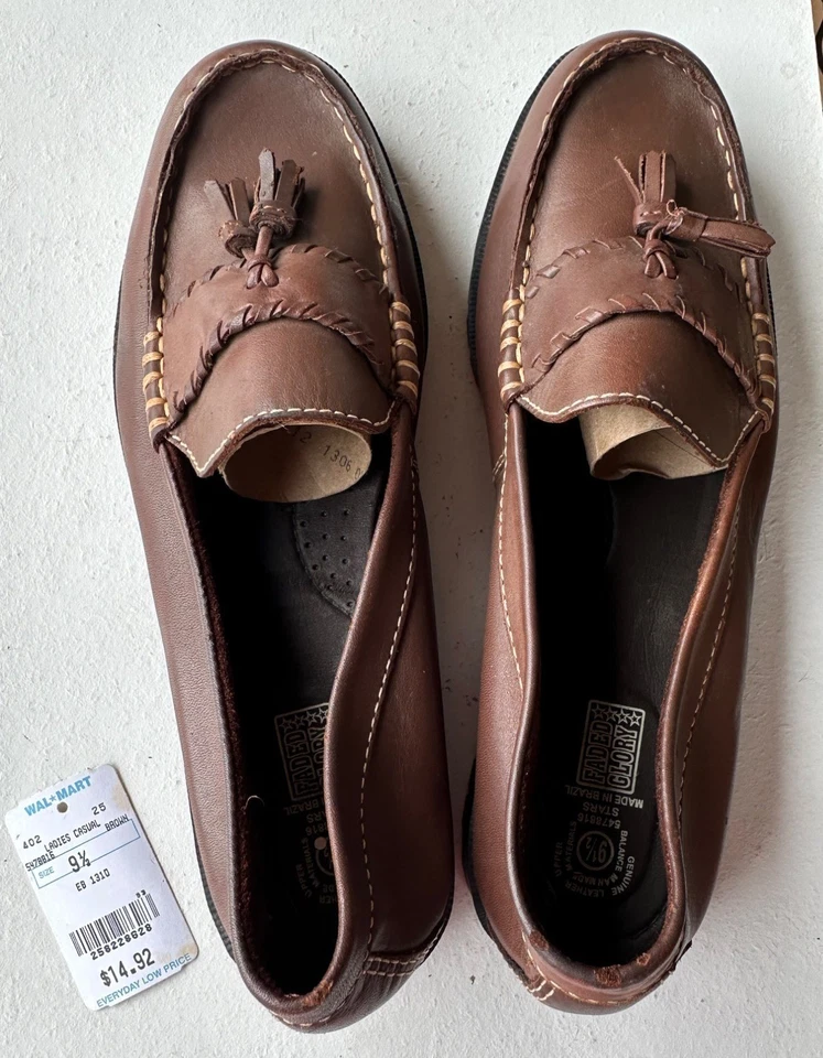 Faded Glory Brown Genuine Leather Shoes Loafers Women's Size 9.5 (Read-NWD) - Image 2 of 4