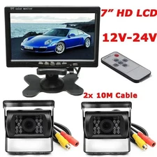 12-24v For RV Truck Bus Van Car Back Up Camera Night Vision 7" Rear View Monitor