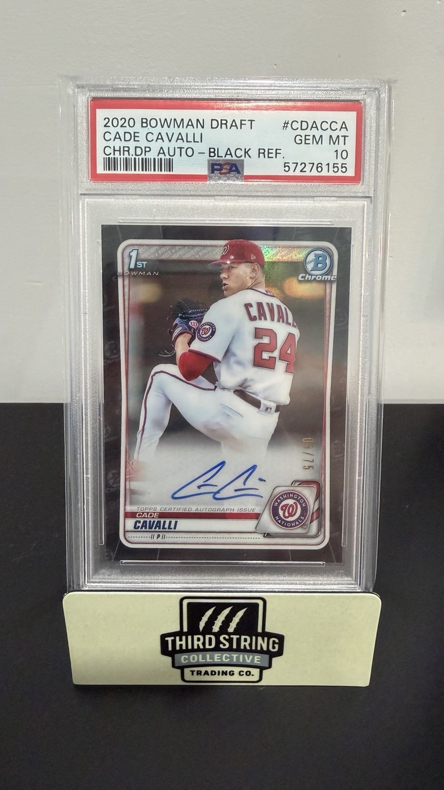 2020 BOWMAN DRAFT CHROME CADE CAVALLI BLACK REFRACTOR AUTO ROOKIE /75 PSA 10 RC