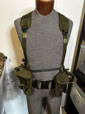 British Army OG PLCE  Yoke Harness With 4 pouches Ammo utility and web belt