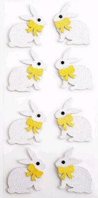 8 x süße selbstklebende Glitzer Osterhasen Verzierungen zum Ostern Basteln