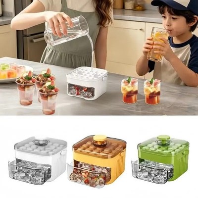 Compact Ice Cube Maker Tray 50 Hole Double Layer Freezer Mold Reusable