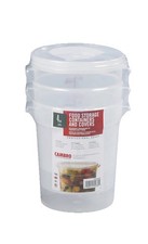Cambro Round 4 Quart Food Storage Container with Lid, 3-count