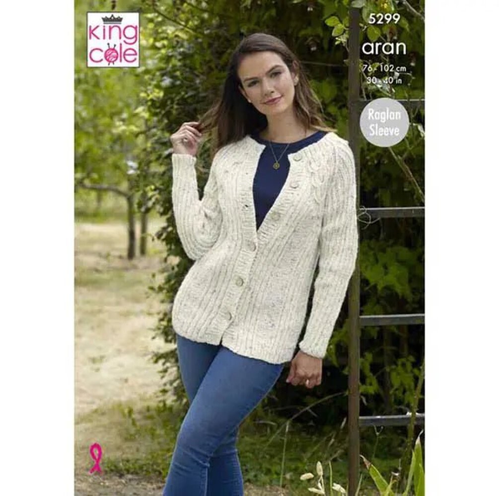 King Cole Ladies Sweater & Cardigan Knitting Pattern 5299 - Aran