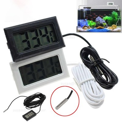 mini Thermometer Temperatur Anzeige mit Fühler digital 1m - 5m Kabel Schwarz LCD