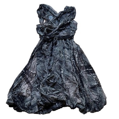 Tracy Reese Size 8 NEW Black & Beige Criss Cross Draped Frock Spliced Lace Dress