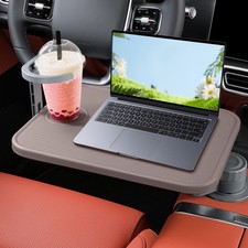 Car Tray Car Desk for Laptop, 360 Rotating Wood Cup Holder Table,Aluminu