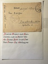 1943 Zweibr&uuml;cken Feldpoststempel 25.10.43 FPN 44594 Umschlag + Brief