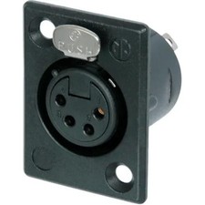 1PK NEUTRIK USA NC4FP-B-1 XLR Receptacle Female Black Metal Gold 1.063 in.,