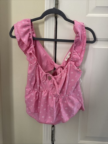 Moa Moa Womens Y2K Ruched Babydoll Floral Top Size M Coquette Fairy Romantic