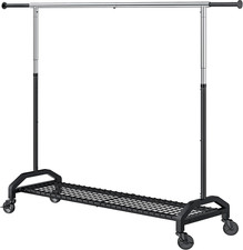 Heavy Duty Clothes Rack for Hanging Clothes Extendable Rolling Clothing Rack