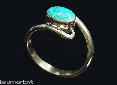 Traditioneller Tibetischer Türkis Ring tibetan turquoise ring neusilber  Nr.9