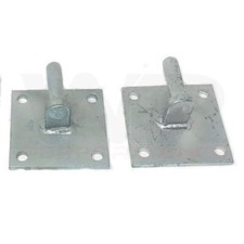 Heavy Duty Gate Hinges Hanger Pins 16mm x2 on Square Plates Brackets Zinc Plated