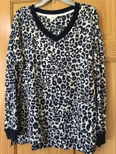 Secret Treasures Womens Leopard Top Long Sleeve Lounge Nightshirt Blue M,L,XL