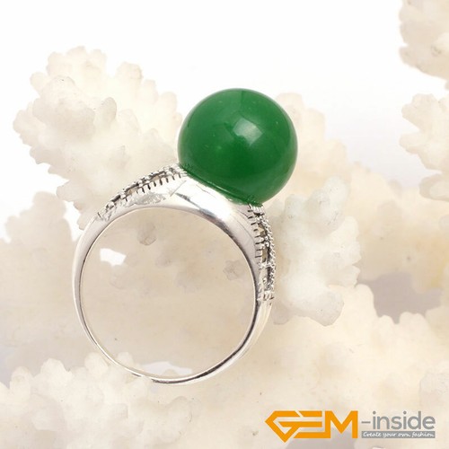 Fashion Gemstone Bead Rings Tibetan Silver Marcasite Jewelry Gift 12mm Christmas - Picture 29 of 60