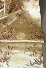 Gold Brown Floral Chinese Satin  Brocade Fabric 47"Wide Price 1 Meter 