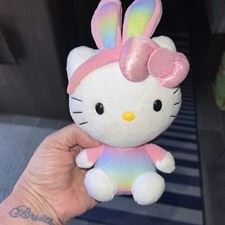 Ty Sanrio Hello Kitty Easter Beanie Babies Plush Rainbow Bunny Pastel Ears Shirt