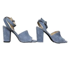 Jones New York Shoes Open Toe Ankle Strap Blue Suede High Heel Sandal 6 Romantic