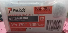 Paslode Fuel+Nail 3"x.120 Collated Framing Nails 1000ct - Smooth Shank - #650524