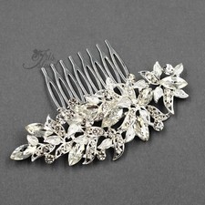 Bridal Hair Comb Leaf Crystal Headpiece Wedding Accessories Pin Clip 012 Silver