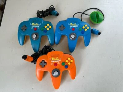 Manette Nintendo 64 Pikachu Pokemon N64 Bleu Orange Lot de 3 NUS-005 Testée - Photo 1/4