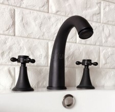 Oil Rubbed Bronze Widespread Bathroom Sink Faucet 2 Handles 3 Hole Mixer Tap