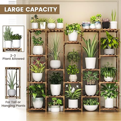 HOMKIRT Plant Stand Indoor Outdoor, 11 Tier Corner Shelf Assorted Item Shapes - Picture 27 of 60