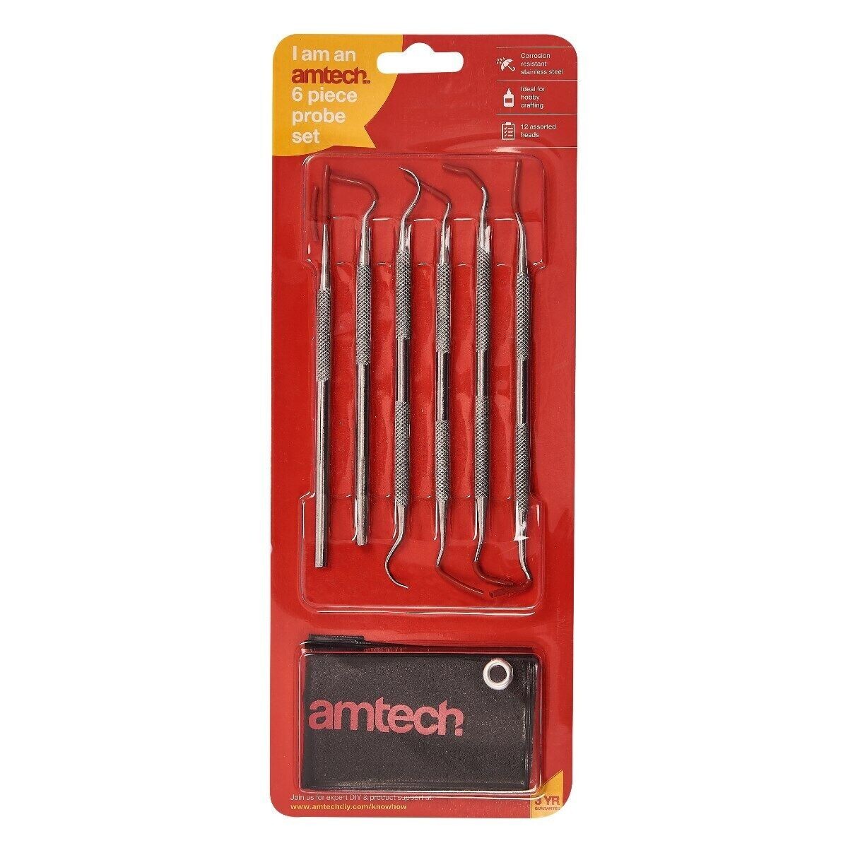 6 Piece Stainless Steel Probe Set Hobby Craft Design 12 Assorted Heads Pick Tool