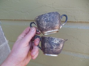 Vintage Made in Japan Silverplate Sugar & Creamer Bowl Gold Wash Beautiful!