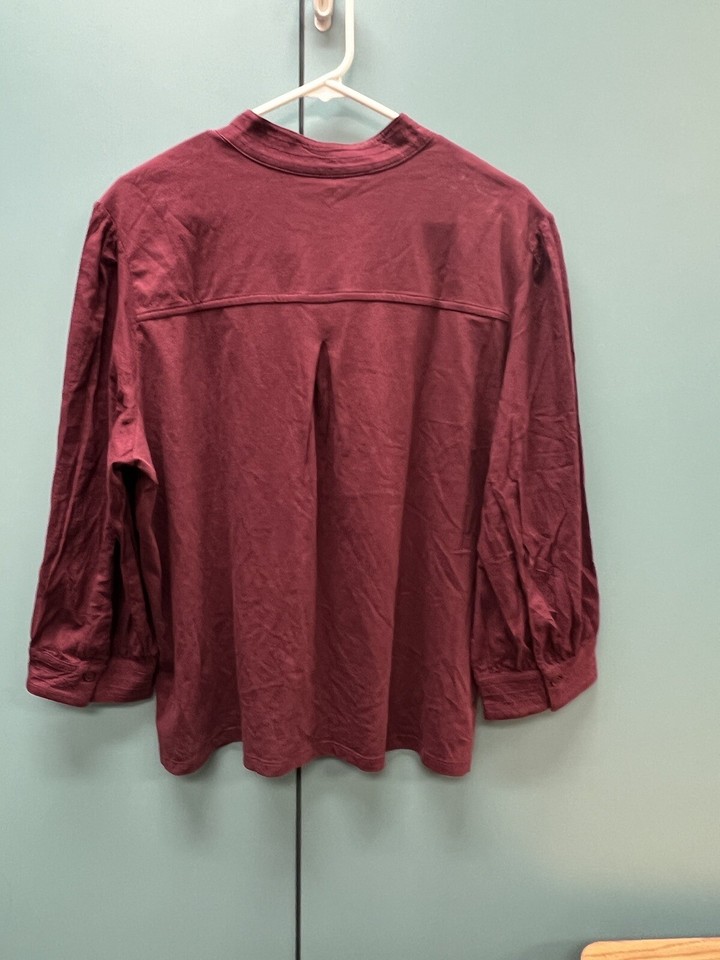 NWT Banana Republic Button Up Shirt Womens XL Extra Large Burgundy Red