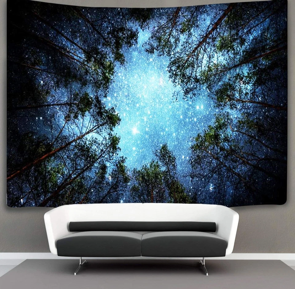 Waldsternen Wandteppich, Galaxie-Baum XXL Poster Wandbehang Wandtapete 230x180 - Bild 2 von 4