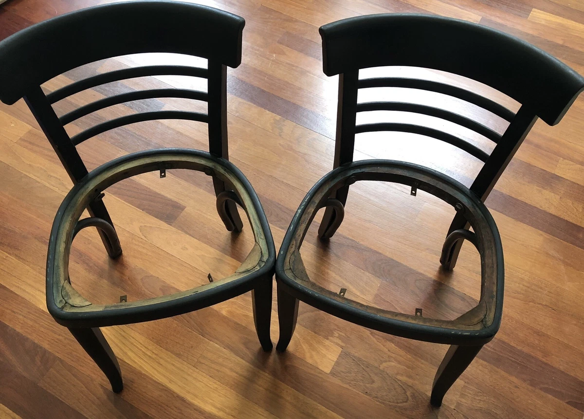 2 Antique Late 1800s MUNDUS Wood Curved Backed Chairs Made In