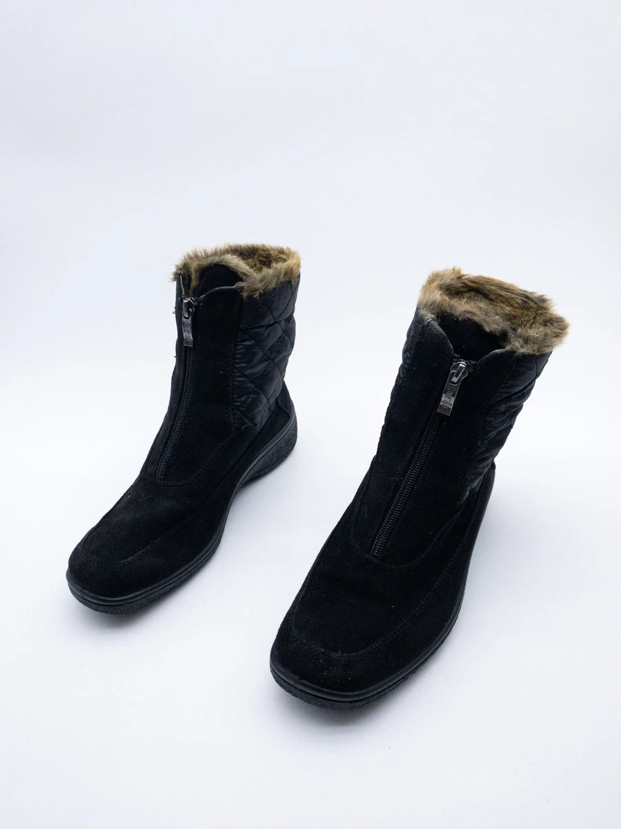 TDEOK Stivali con lacci da donna, stivali alti in pelle scamosciata, con chiusura lampo laterale, stivali casual da cowgirl, per attività all'aria aperta, 37-42, Nero , 40 EU