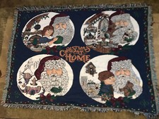 Vintage Christmas at Home 5.5' x 4' Knitted Crochet Type Throw Blanket 95-98