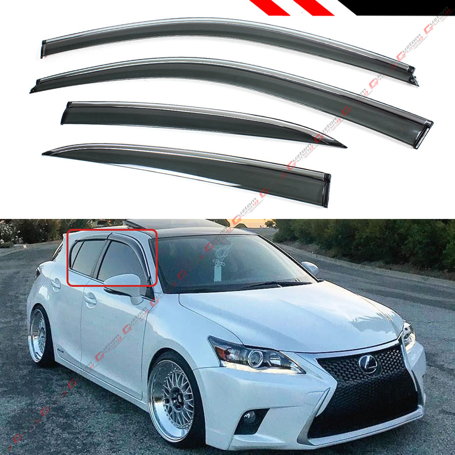 JDM SMOKE TINTED WINDOW VISOR WITH CHROME TRIM FOR ZWA10 2011-17