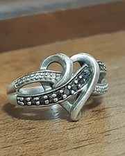 Brilliant Diamond Heart Engagement Ring Silver Women 925 Sterling Ring