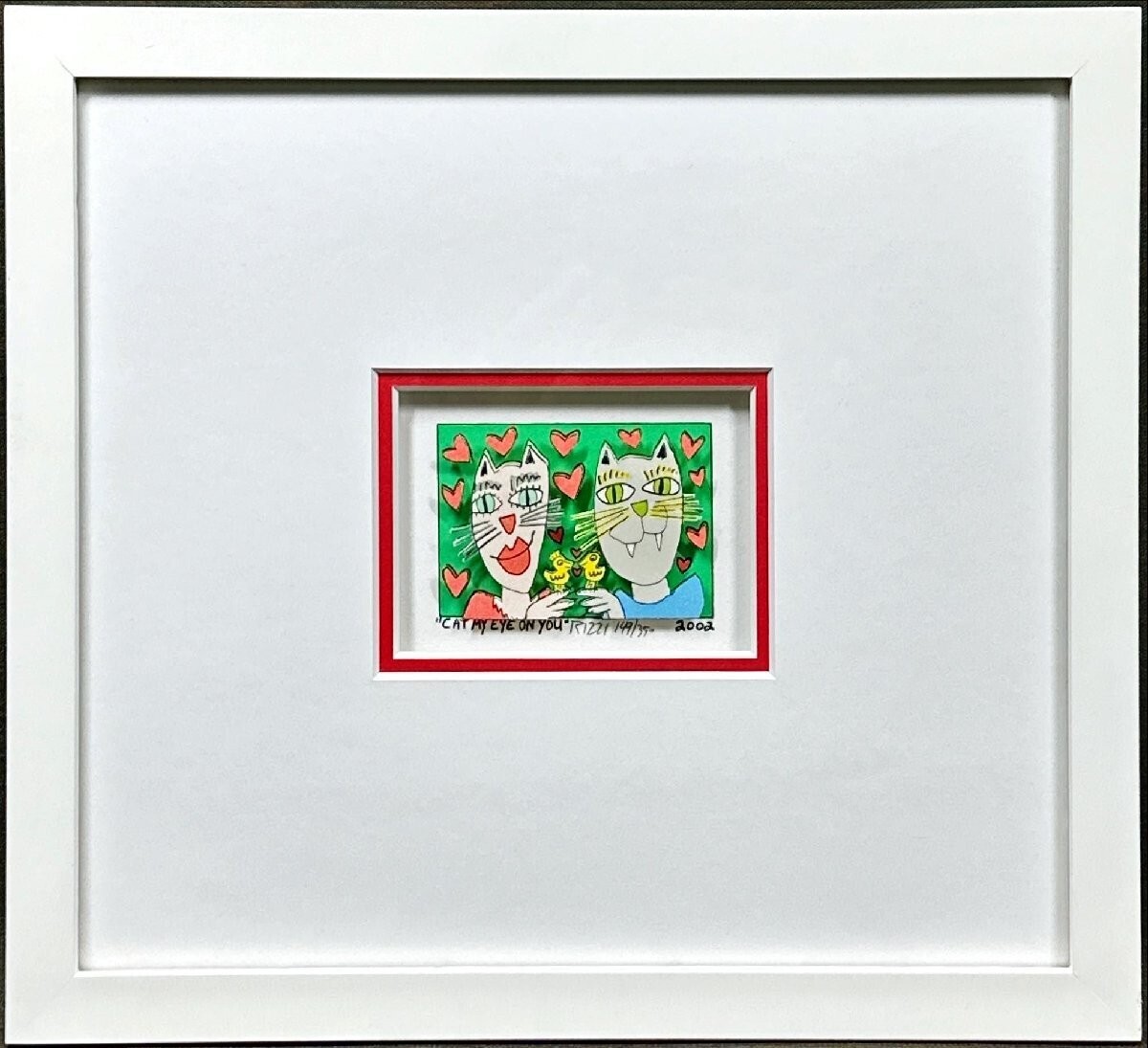James Rizzi CAT MY EYE ON YOU Hand Signed 3D Graphic Sculpture 2002 Framed