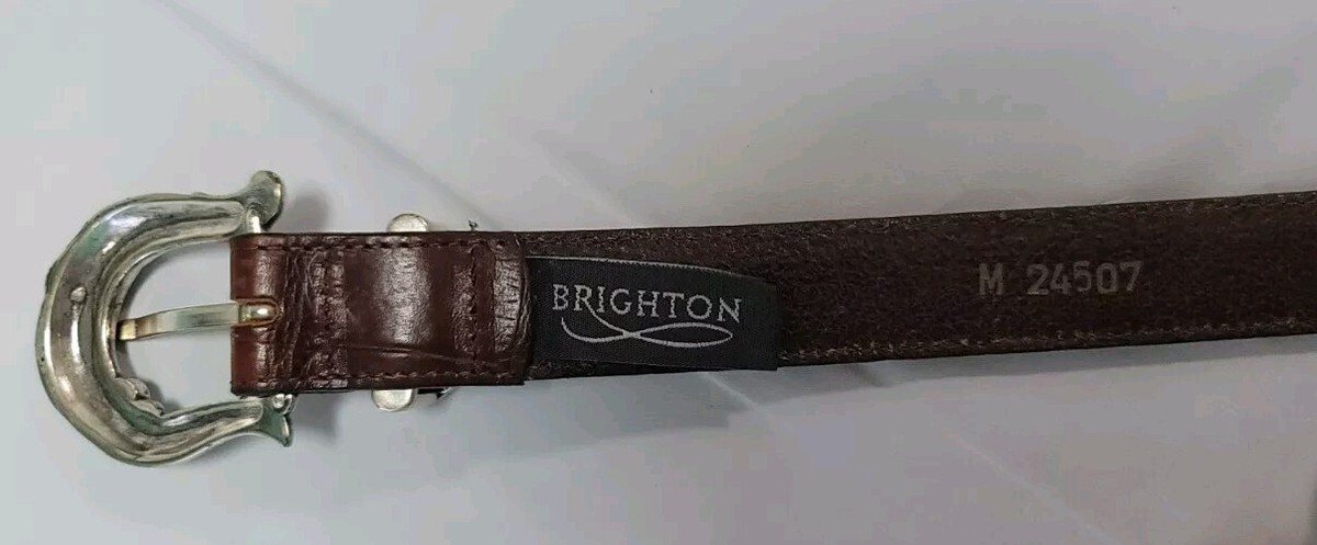 Brighton Belt Croc Embossed Brown Leather Allegro Swirl  display picture 1