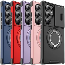 For Galaxy S25 Ultra/S25+/S25 Hybrid Case Rotating Stand Privacy Camera Cover