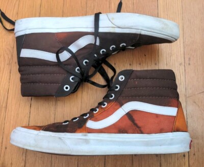 VANS Hi Top Sk8 Skate Shoes Men's Black Brown Orange