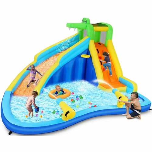 Inflatable Water Slide Bounce Park Splash Pool Climbing Wall Kids Gift w/Blower