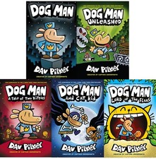 Dog Man Series 1-5 Books Collection Set By Dav Pilkey Dog Man, Unleashed, Kittie