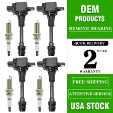 4X Ignition Coils & Real Spark Plugs For 2002-2006 Nissan Altima  2.5L UF350 USA