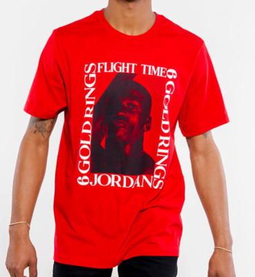Air Jordan Flight Tee 6 Gold Rings Tee Red Short Sleeve Men's T-shirt XL NWT