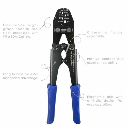 IWS-5100A Battery Lugs Open Barrel Connectors Crimping Tool + Open Copper Nose - 第 3/8 張圖片
