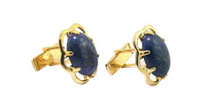 VINTAGE Lapis Lazuli Oval Cabochon Gold Color Cufflink Cuff Link EBS7638/53024