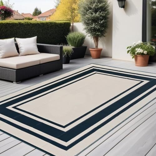 Outdoor Rugs 8x10 Waterproof for Patios 8x10 ft Panelblack&beige eBay