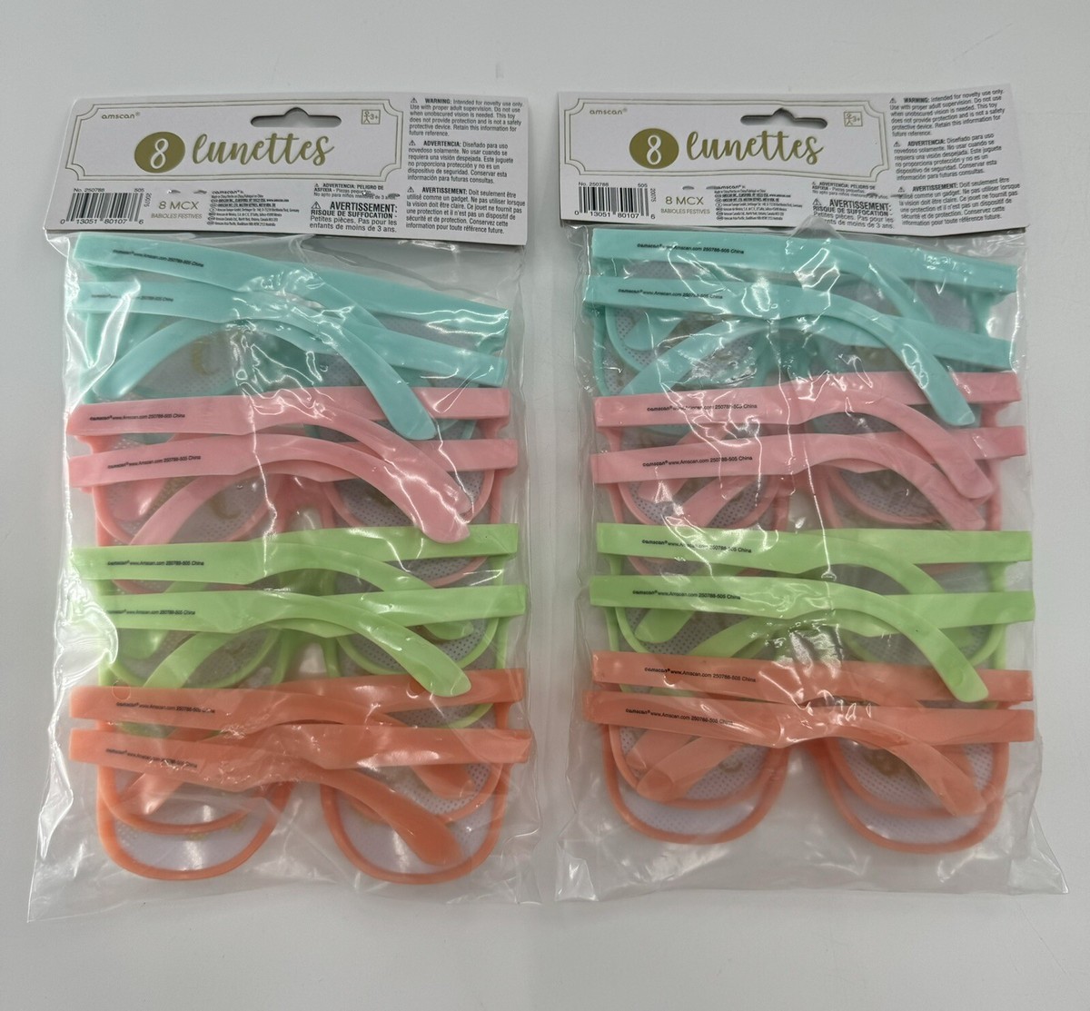 Party Glasses Woo Hoo 16pc Lot Pastel Colors Plastic NEW