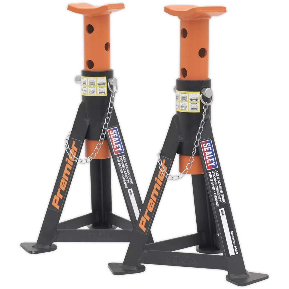 Sealey AS3O Axle Stands (Pair) 3tonne Capacity per Stand Orange - Image 4 of 4