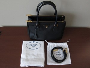 prada black leather tote bag